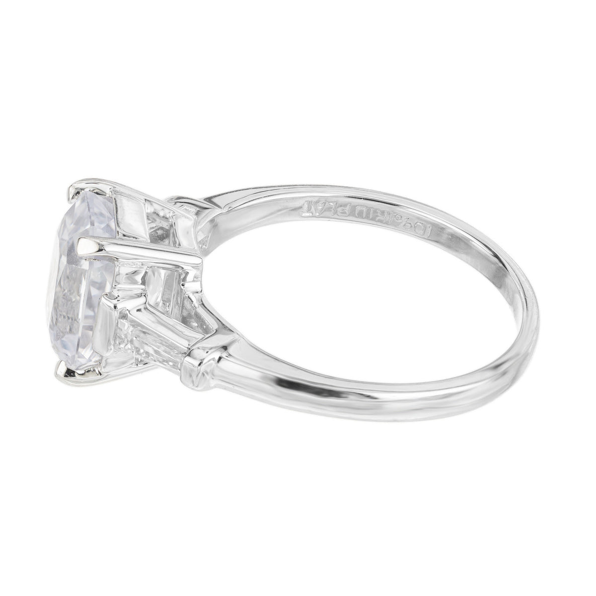 GIA 3.18 Carat Natural White Sapphire Diamond Platinum Engagement Ring – image 8