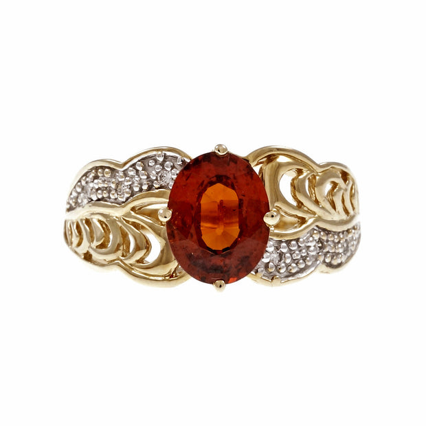 Spessartite Orange Garnet Ring 14k Yellow Gold