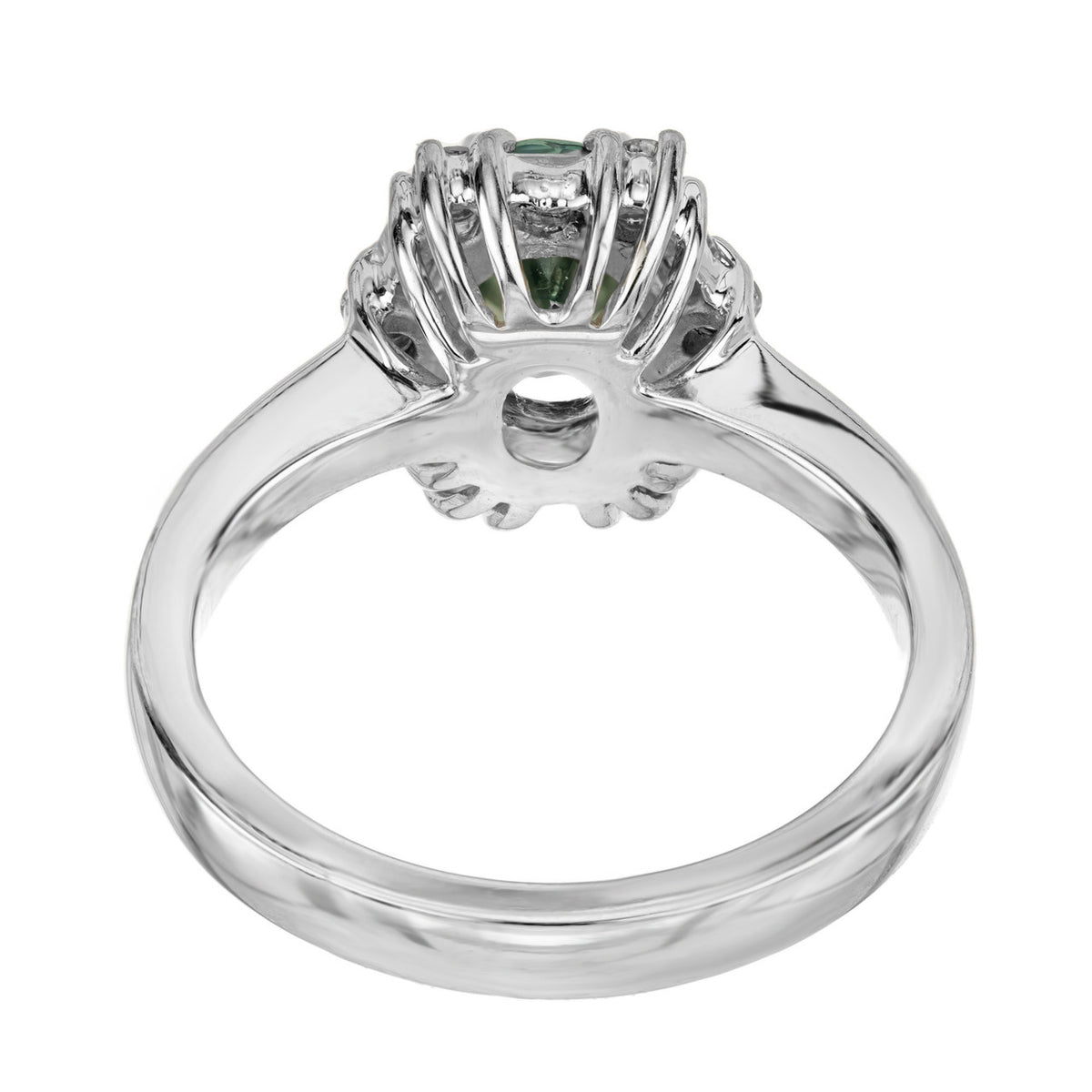 GIA Certified 1.54 Carat Natural Blue Green Sapphire Diamond Engagement Ring – image 7