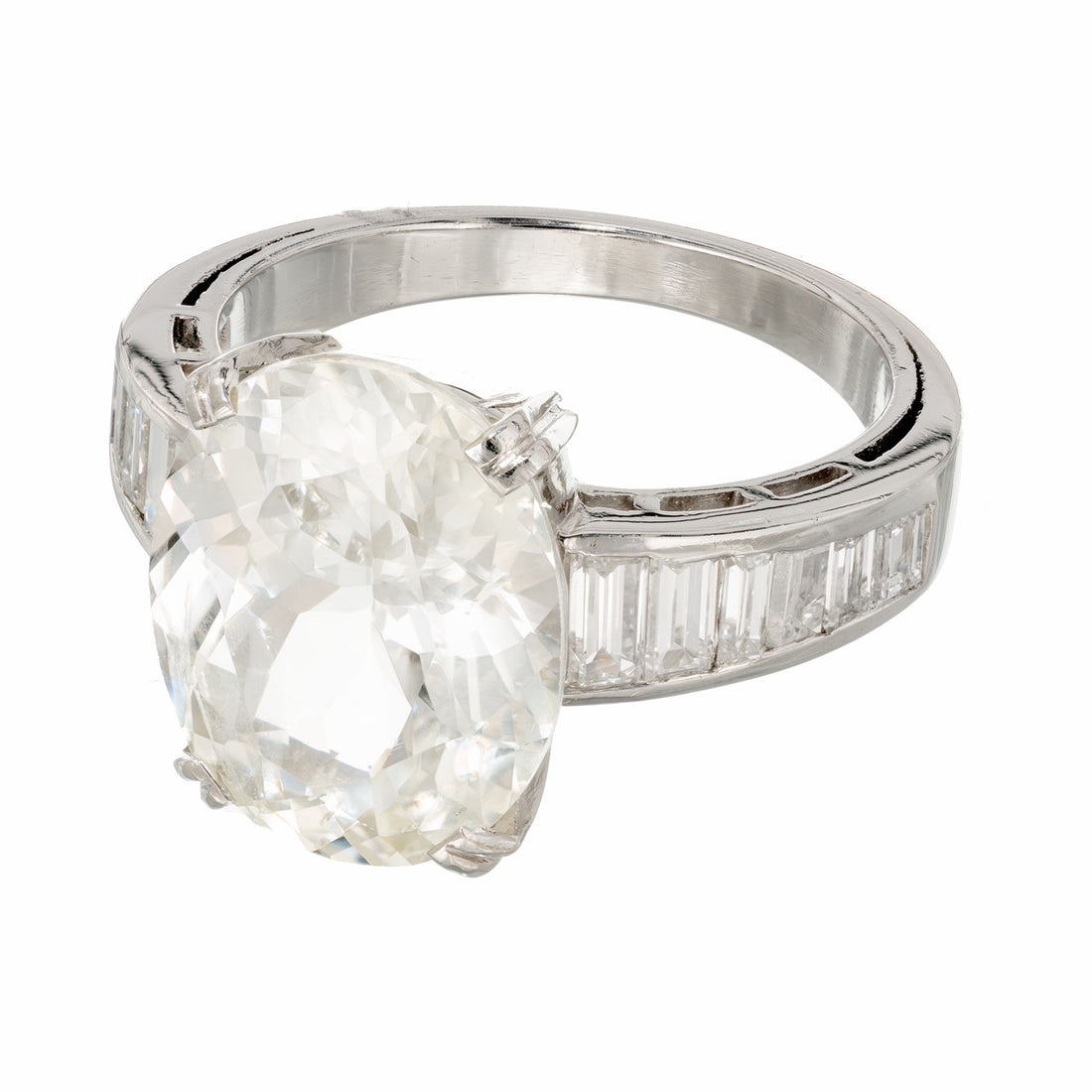 9.60 cts Oval Light Yellow Sapphire Diamond Ring Platinum – image 7