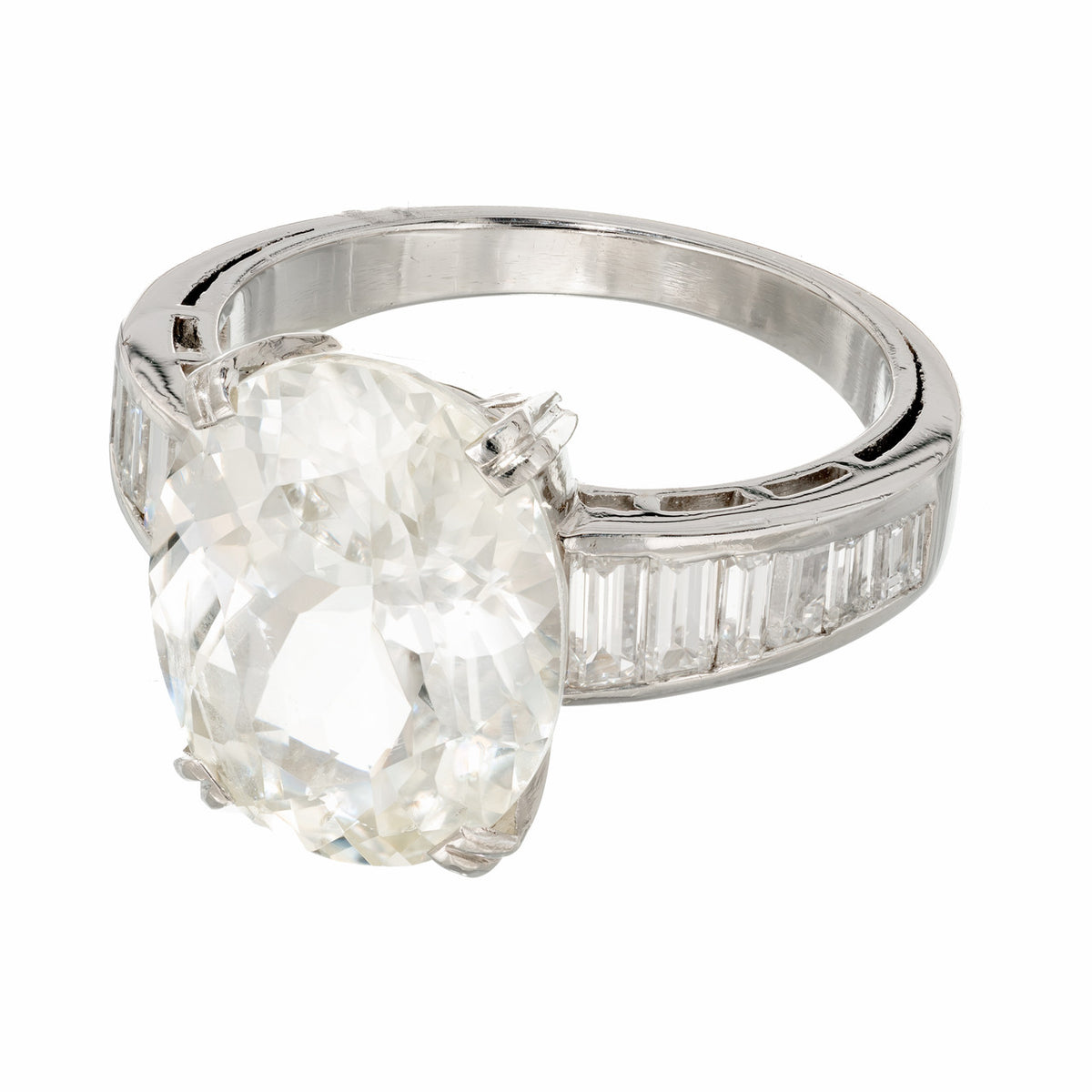 9.60 cts Oval Light Yellow Sapphire Diamond Ring Platinum – image 7