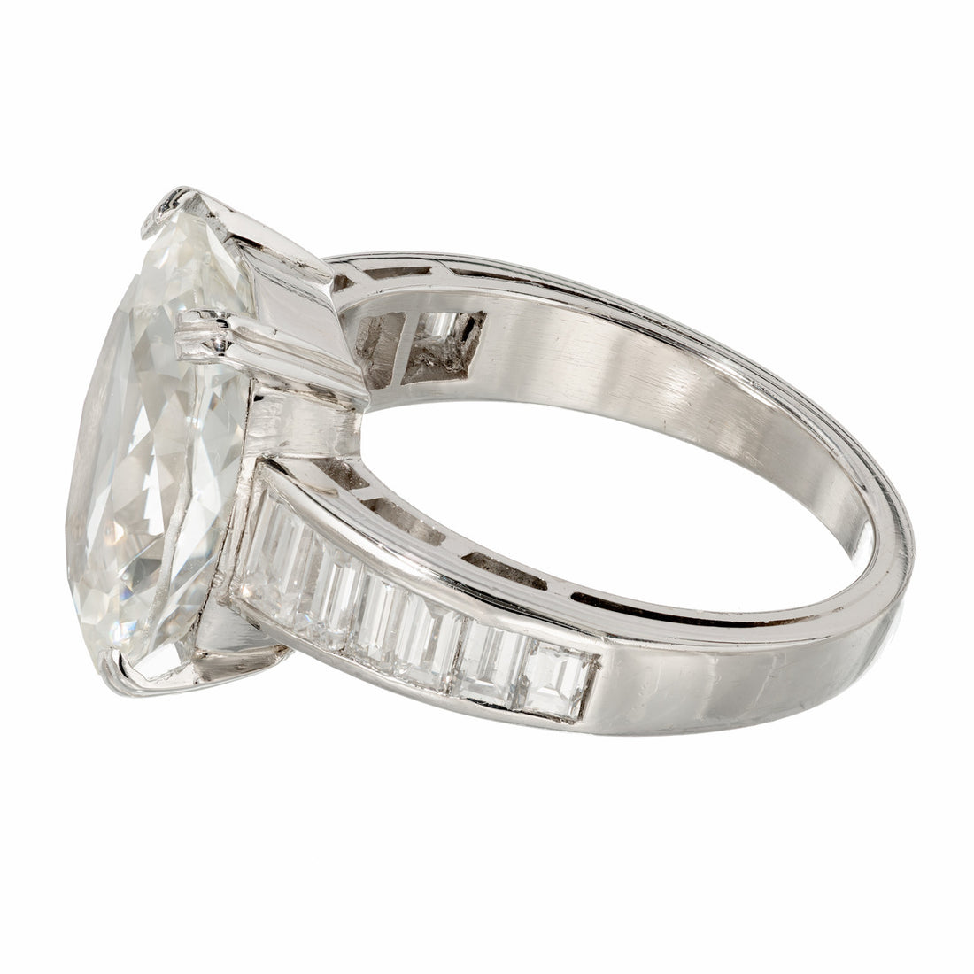9.60 cts Oval Light Yellow Sapphire Diamond Ring Platinum – image 6