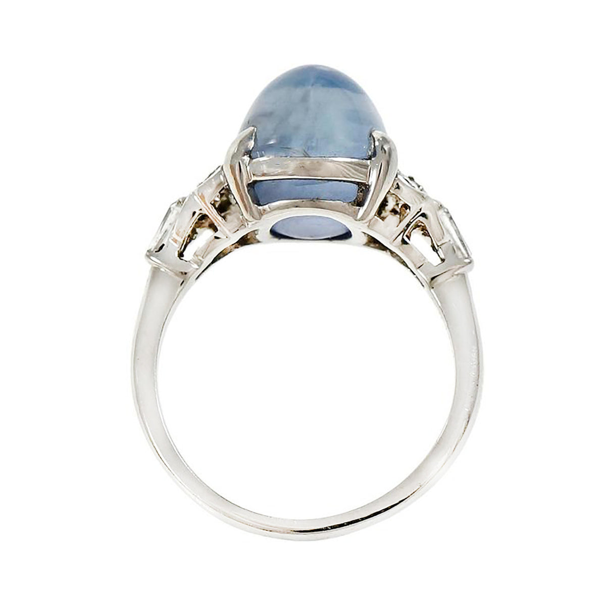 Art Deco Lambert Brothers Star Sapphire Ring Platinum Diamond – image 3