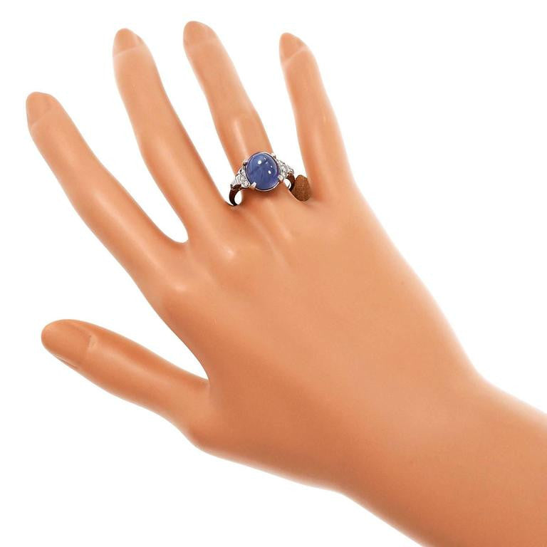 Art Deco Lambert Brothers Star Sapphire Ring Platinum Diamond – image 4