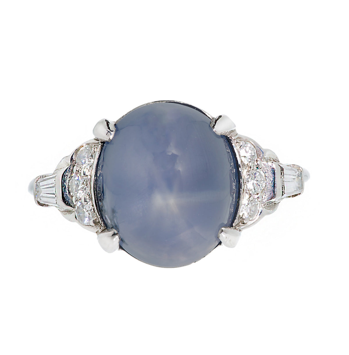 Art Deco Lambert Brothers Star Sapphire Ring Platinum Diamond