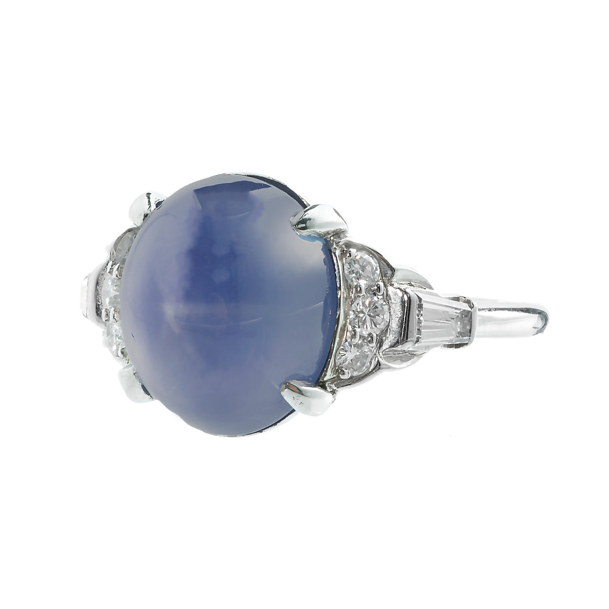 Art Deco Lambert Brothers Star Sapphire Ring Platinum Diamond – image 7