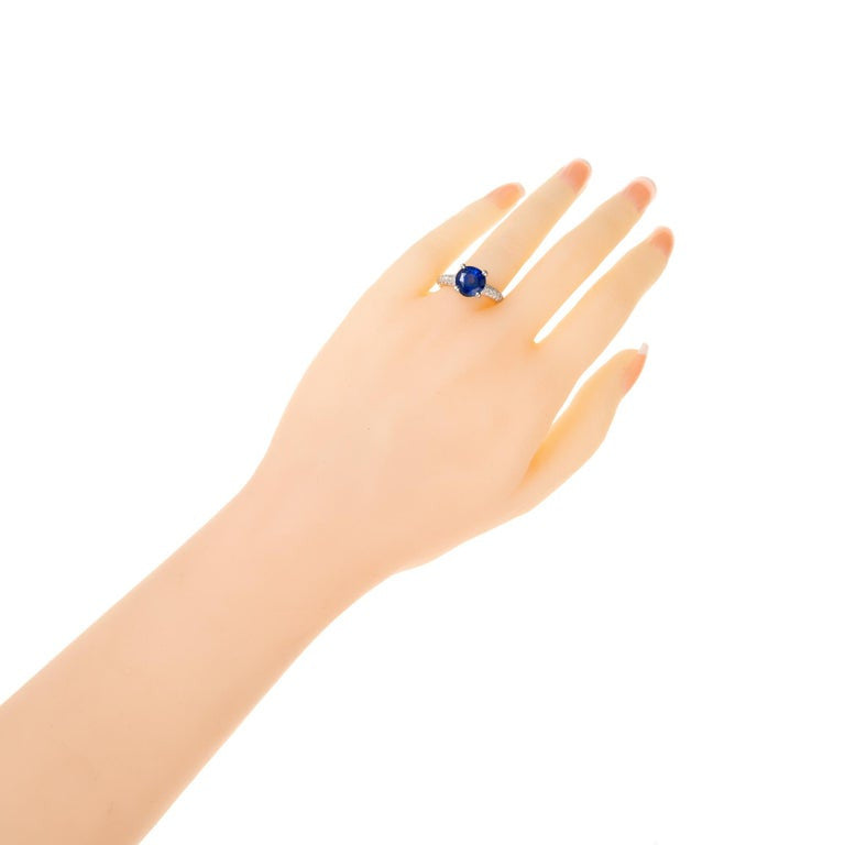 AGL 5.05 Carat Round Blue Sapphire Diamond Platinum Engagement Ring – image 5