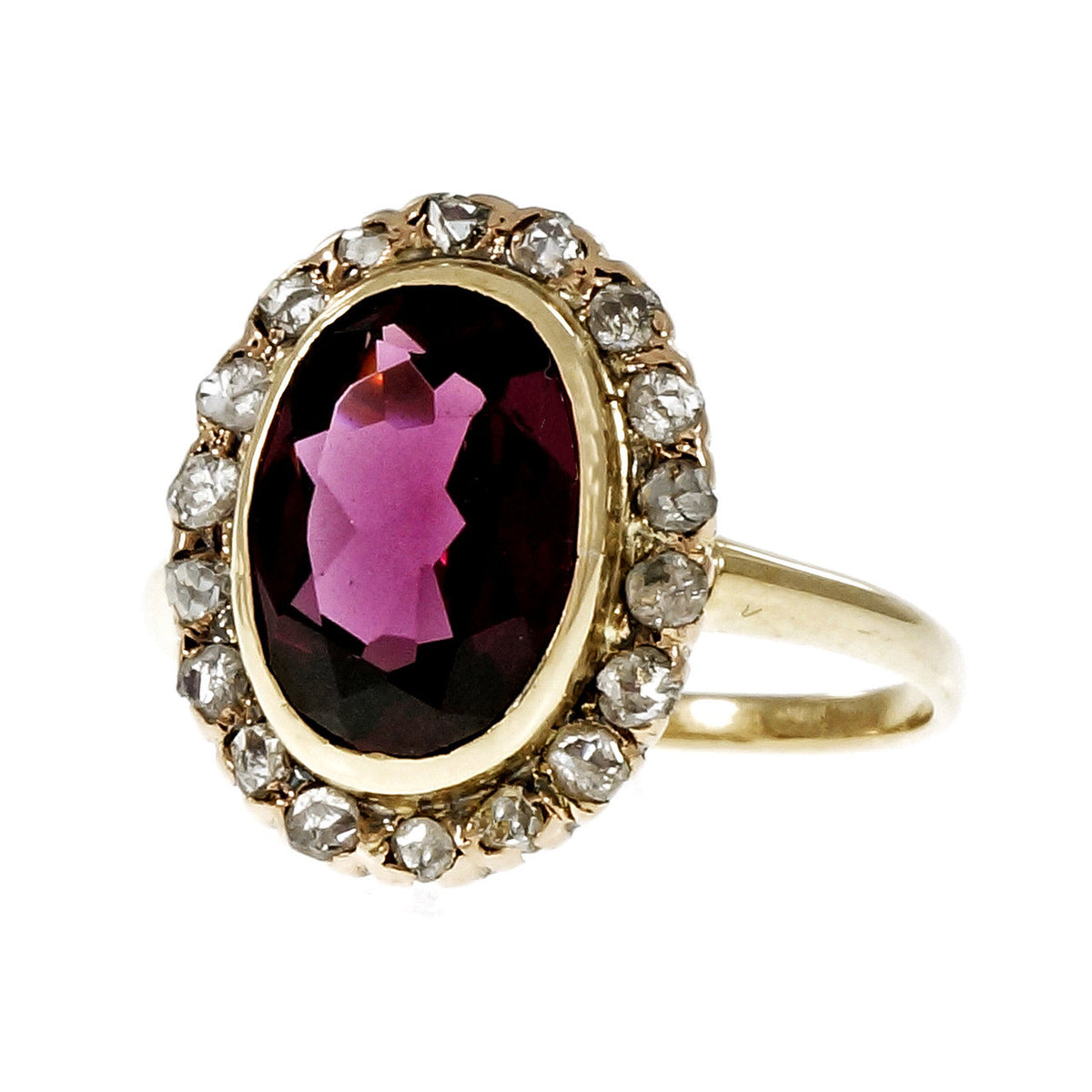 Estate Victorian 1900 Rhodalite Garnet Ring Rose Cut Diamonds 14k – image 4