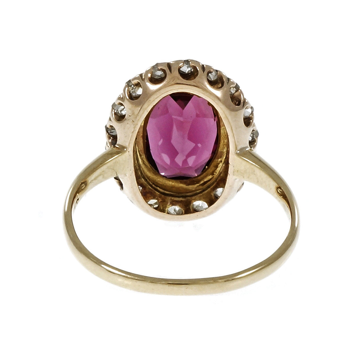Estate Victorian 1900 Rhodalite Garnet Ring Rose Cut Diamonds 14k – image 8