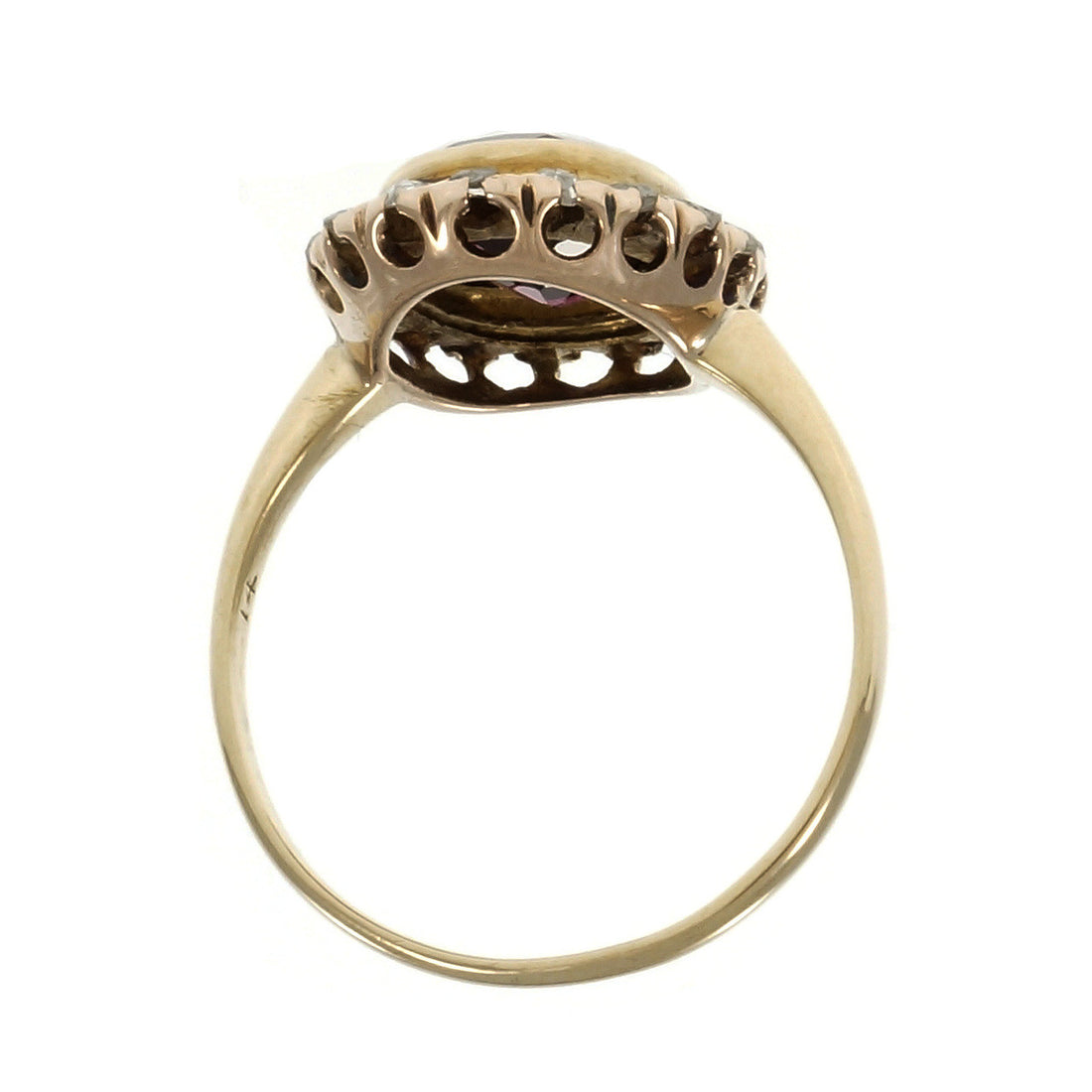 Estate Victorian 1900 Rhodalite Garnet Ring Rose Cut Diamonds 14k – image 10