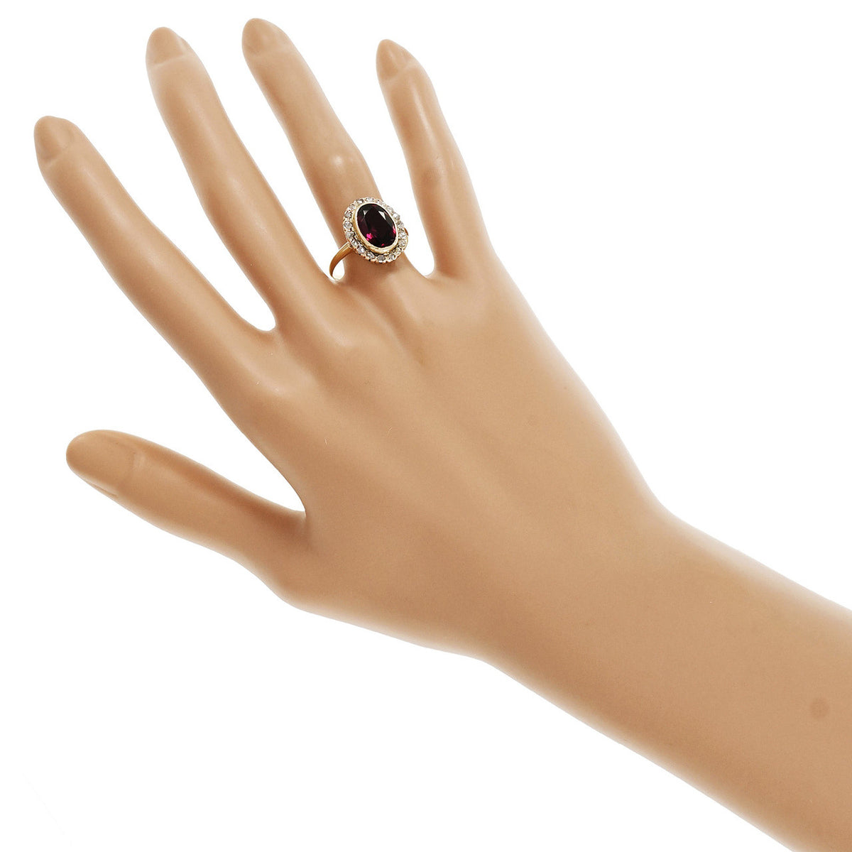 Estate Victorian 1900 Rhodalite Garnet Ring Rose Cut Diamonds 14k – image 12