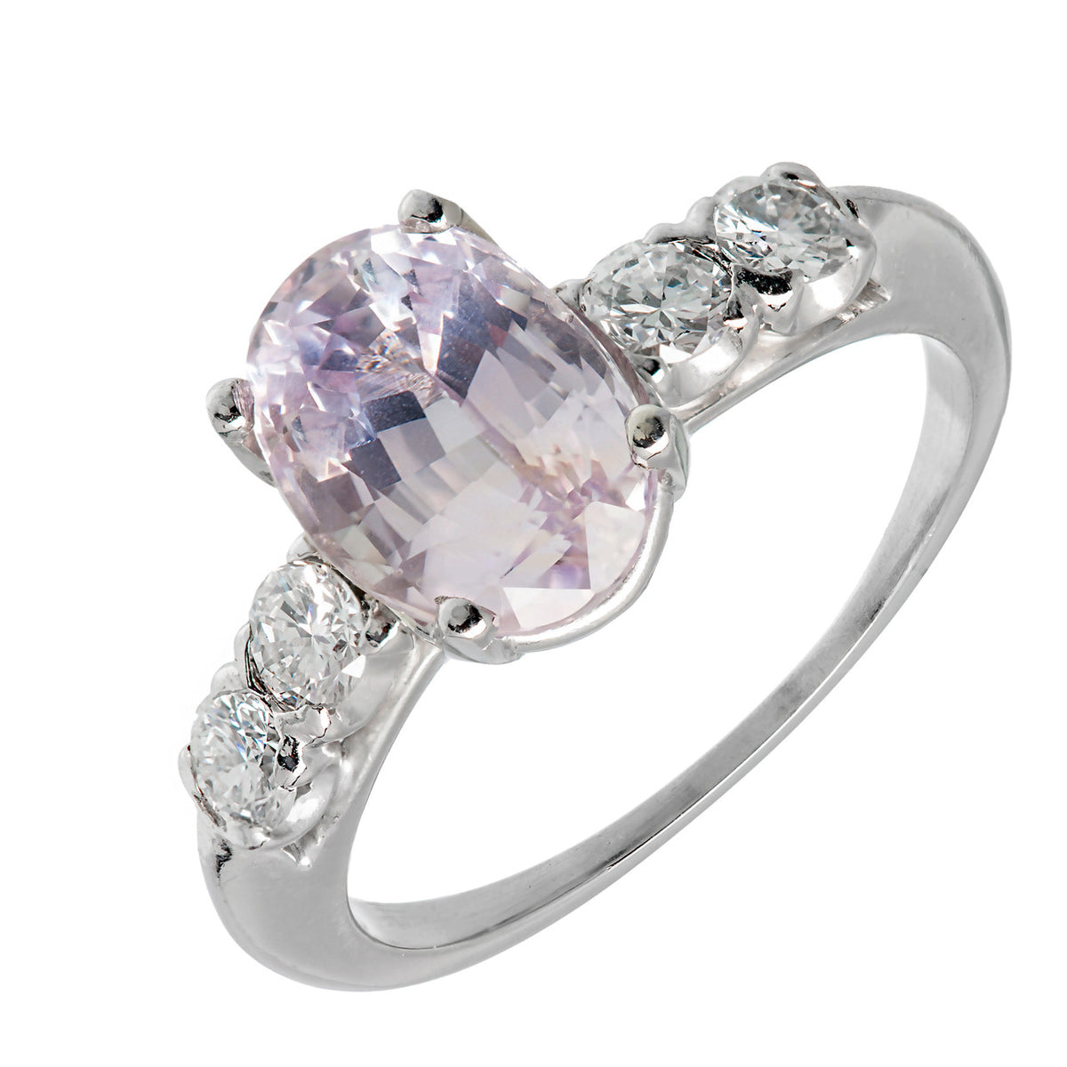 3.39 Carat GIA Certified Pink Oval Sapphire Diamond Platinum Engagement Ring