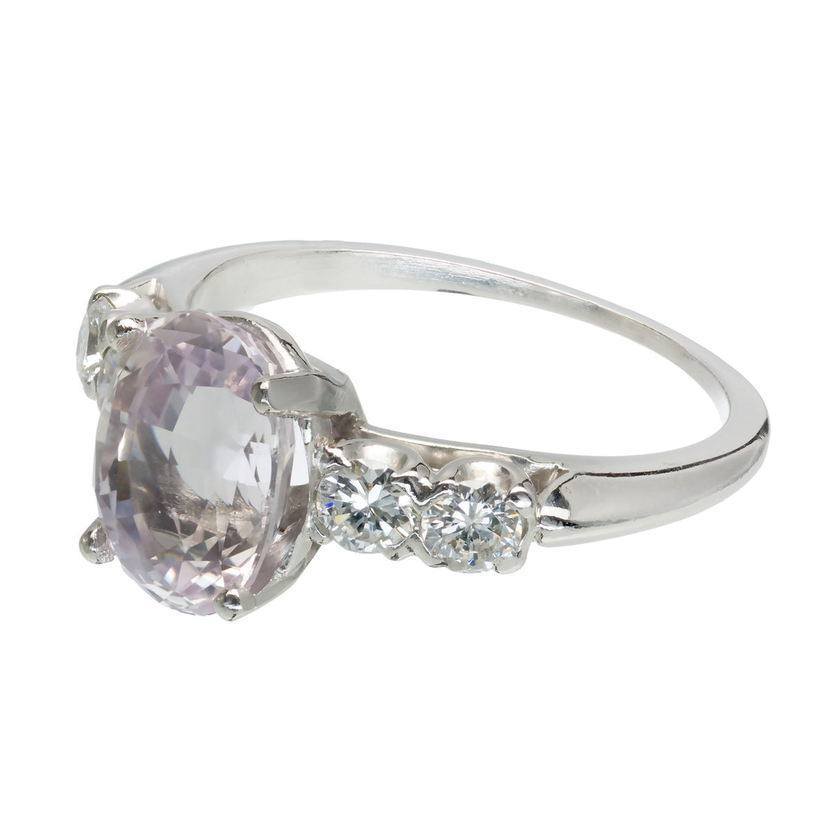 3.39 Carat GIA Certified Pink Oval Sapphire Diamond Platinum Engagement Ring – image 2