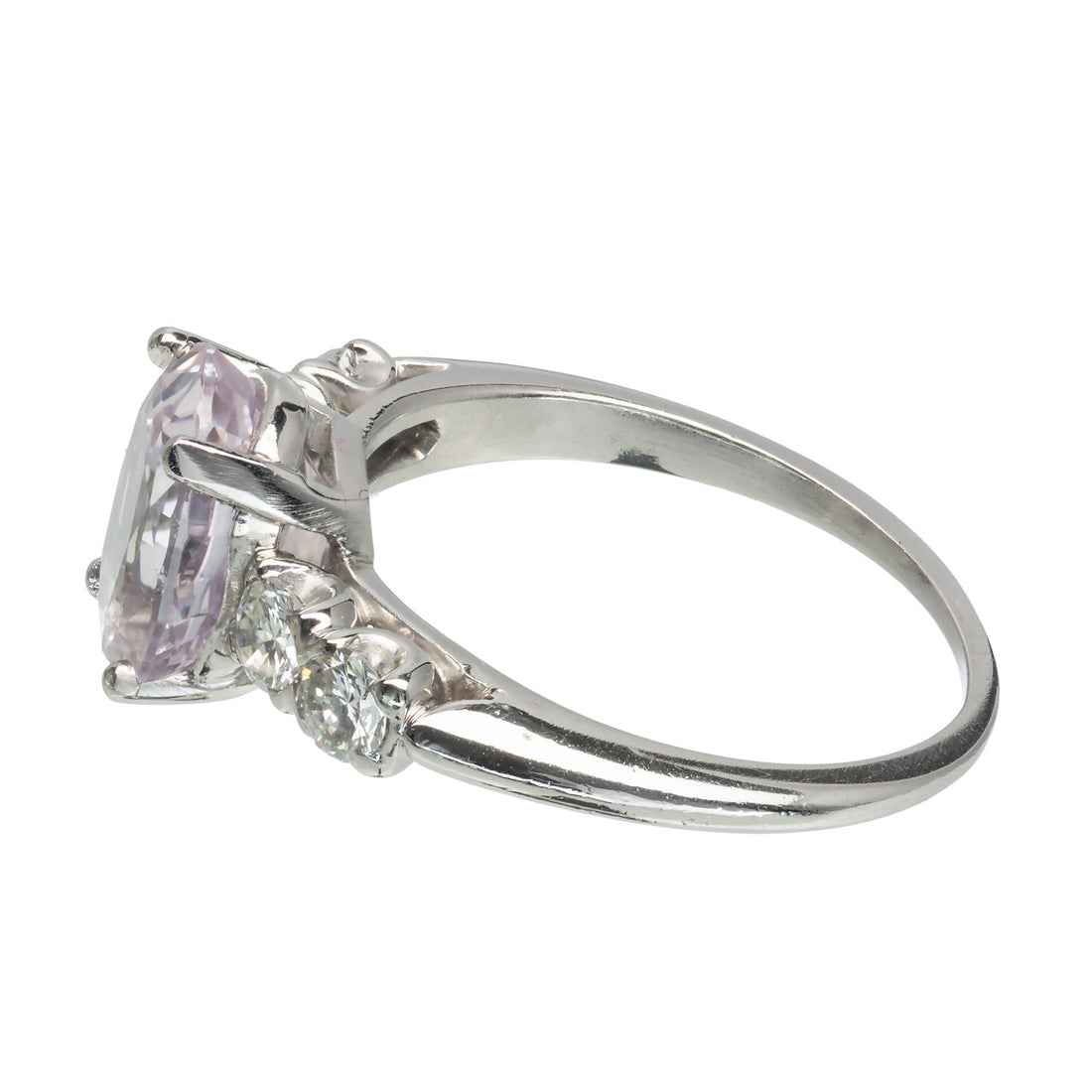 3.39 Carat GIA Certified Pink Oval Sapphire Diamond Platinum Engagement Ring – image 4