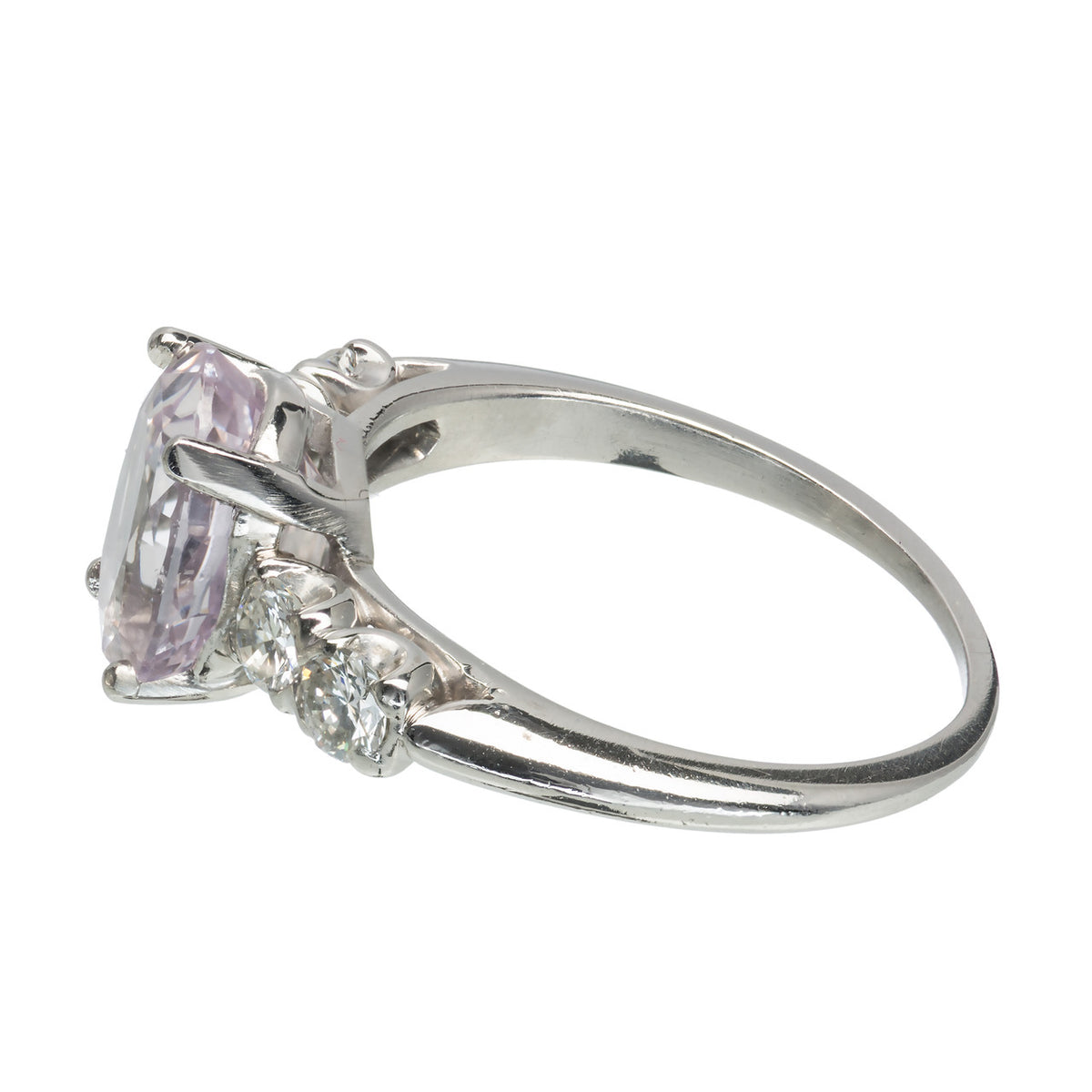 3.39 Carat GIA Certified Pink Oval Sapphire Diamond Platinum Engagement Ring – image 4