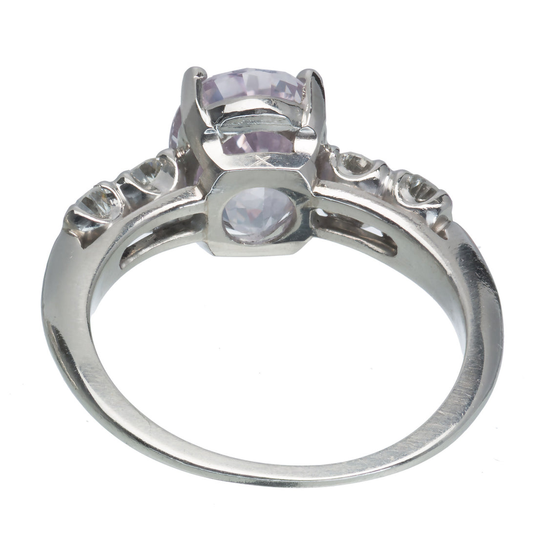 3.39 Carat GIA Certified Pink Oval Sapphire Diamond Platinum Engagement Ring – image 5