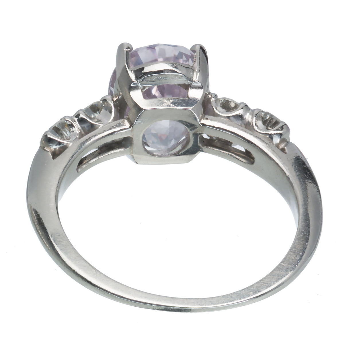 3.39 Carat GIA Certified Pink Oval Sapphire Diamond Platinum Engagement Ring – image 5