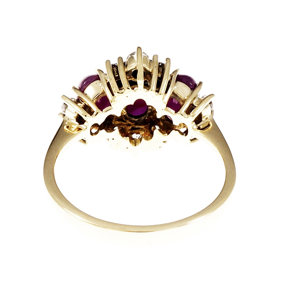 Vintage 1960 Cabochon Ruby Ring Diamond 14k Yellow Gold – image 5
