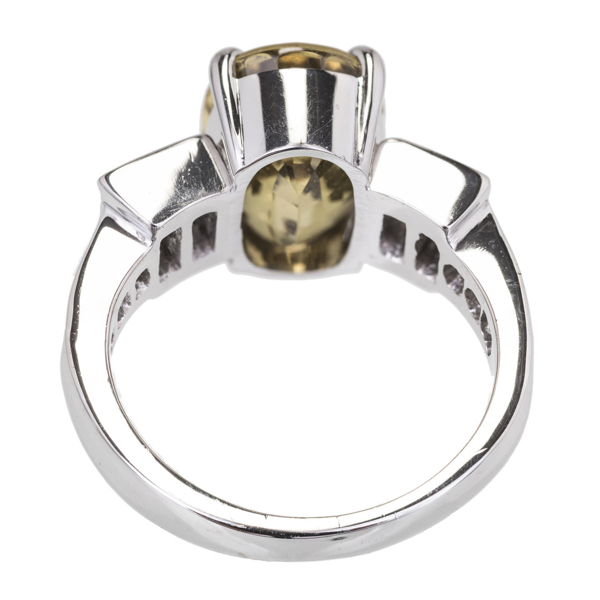 GIA 6.08 Carat Natural Oval Yellow Sapphire Diamond Platinum Engagement Ring – image 5