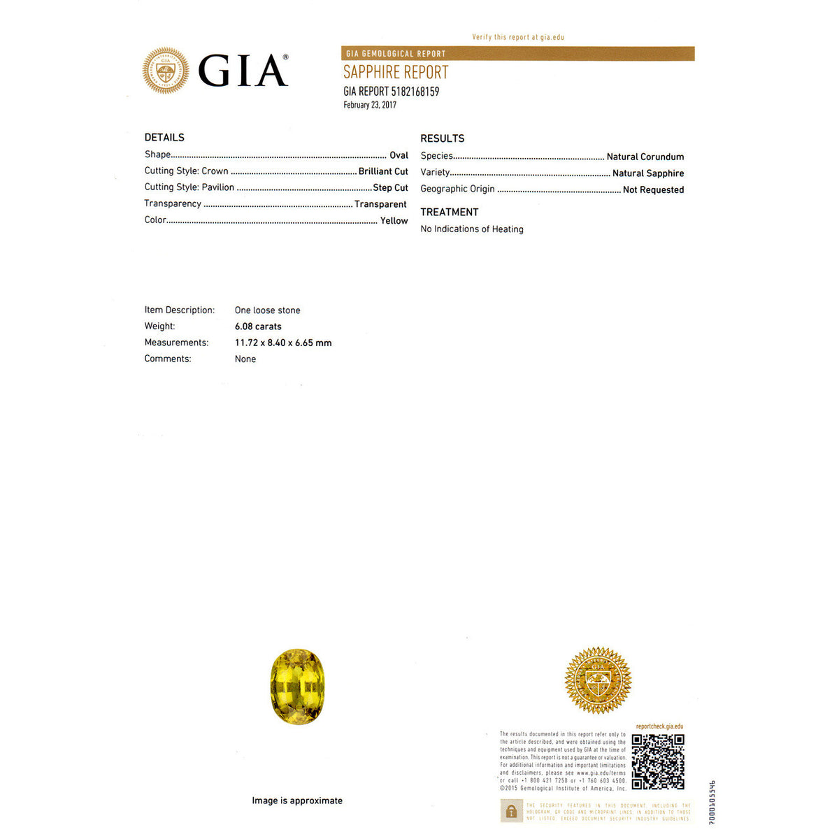GIA 6.08 Carat Natural Oval Yellow Sapphire Diamond Platinum Engagement Ring – image 3