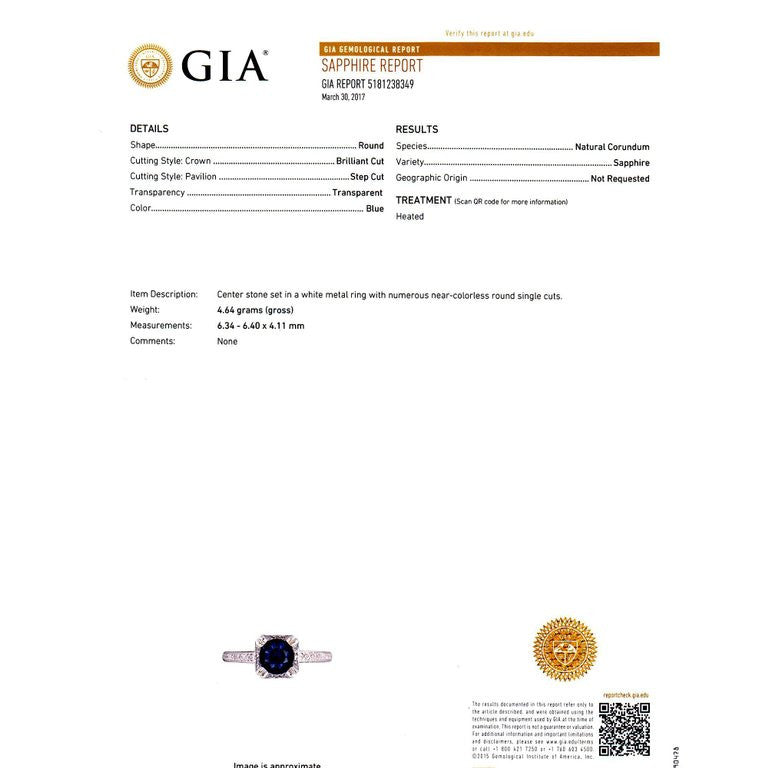 1.20 Carat Round Sapphire Micro Pavé Diamond Gold Engagement Ring – image 3