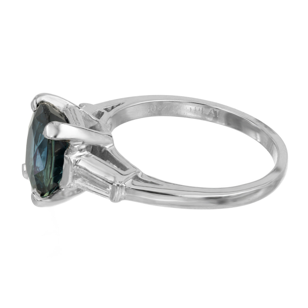 GIA Certified 3.01 Carat Oval Natural Sapphire Diamond Platinum Engagement Ring – image 8