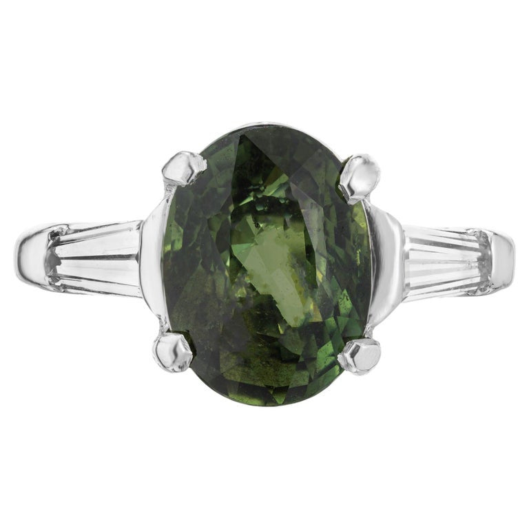 GIA Certified 4.05 Carat Sapphire Diamond Platinum Three-Stone Engagement Ring – image 2