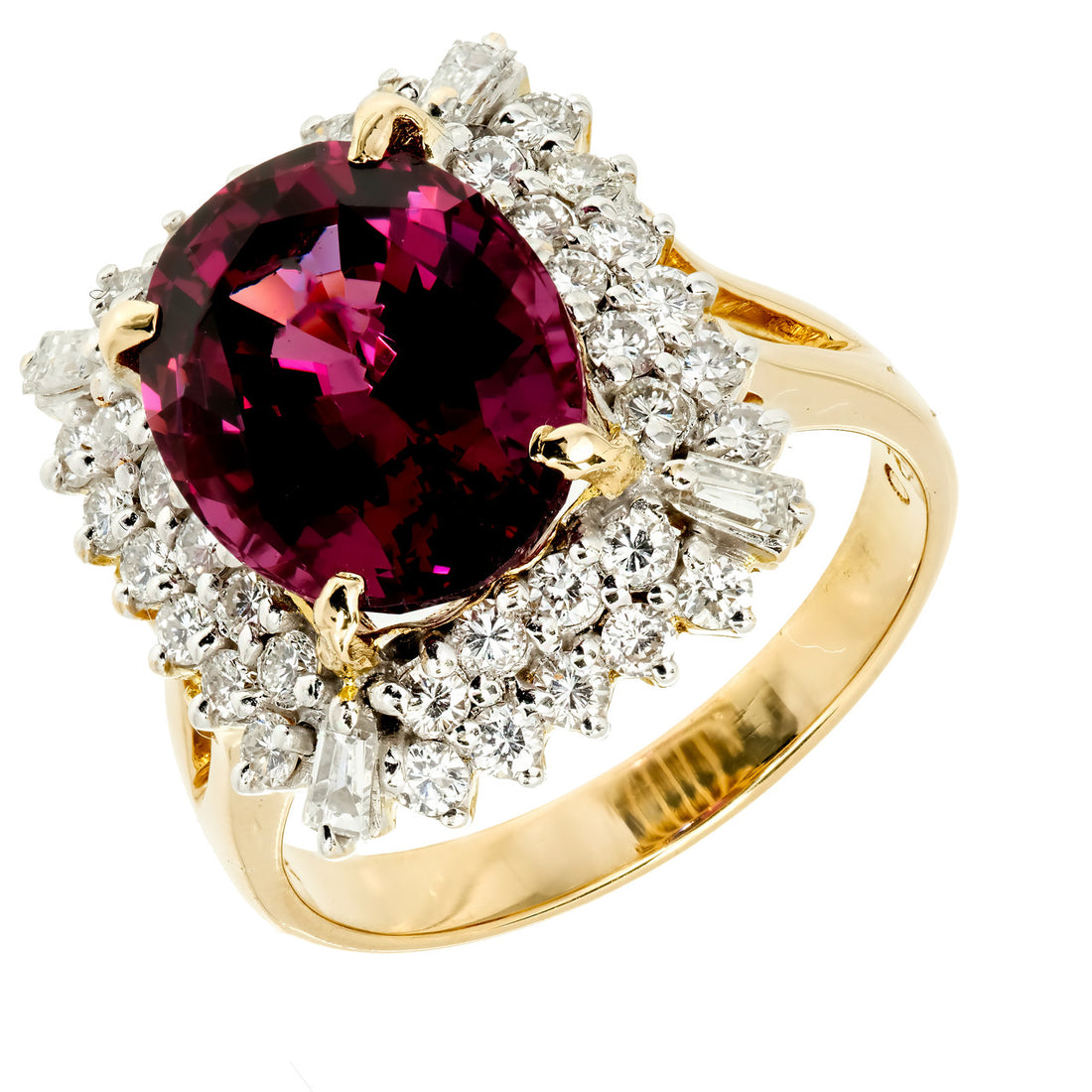 Estate 5.88ct GIA Certified Purple Pink Garnet Ring 18k Diamond – image 2