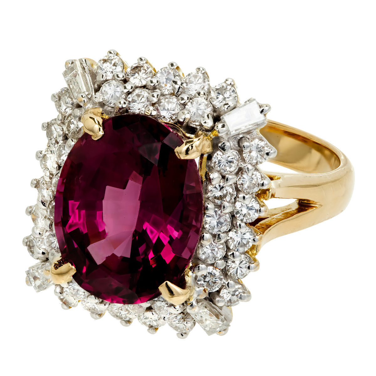 Estate 5.88ct GIA Certified Purple Pink Garnet Ring 18k Diamond – image 3