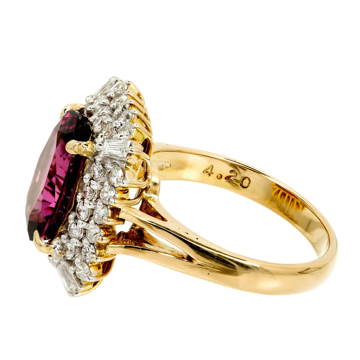 Estate 5.88ct GIA Certified Purple Pink Garnet Ring 18k Diamond – image 4