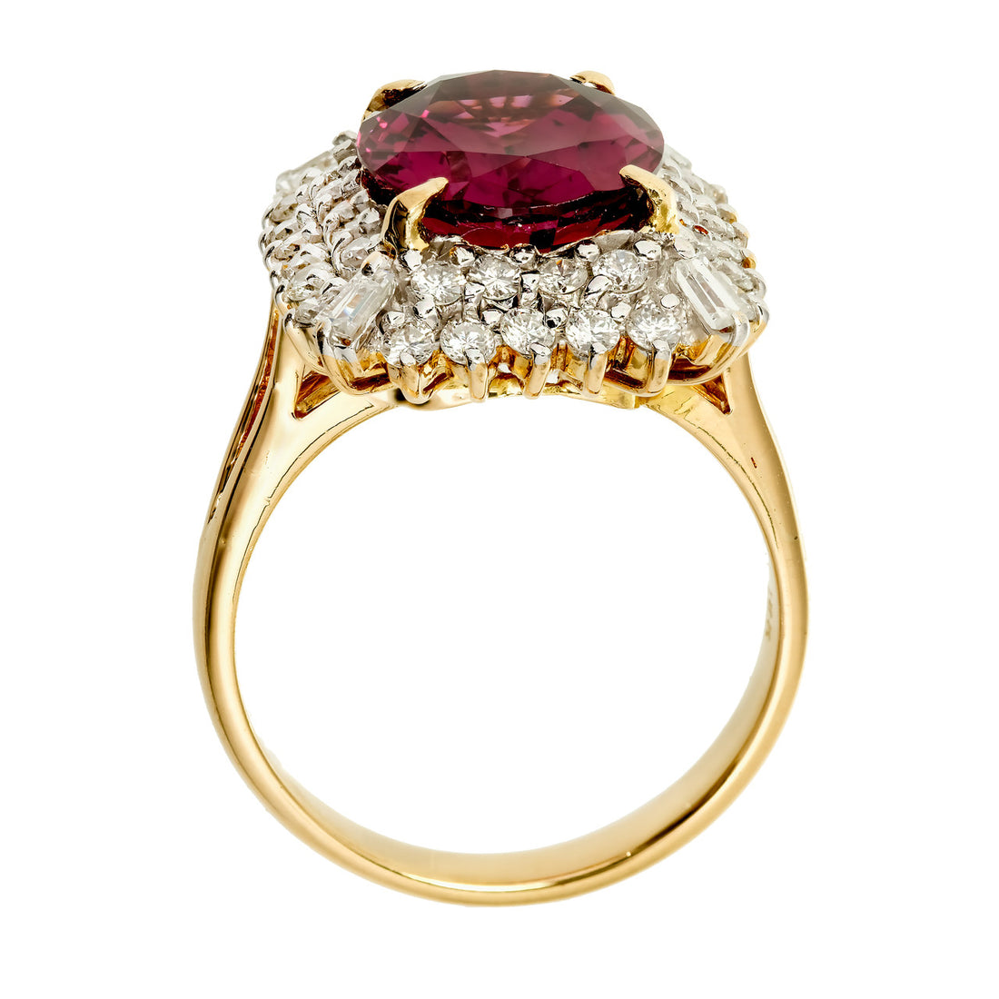 Estate 5.88ct GIA Certified Purple Pink Garnet Ring 18k Diamond – image 7
