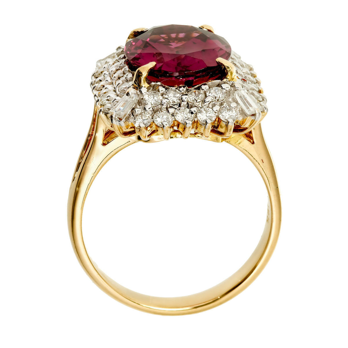Estate 5.88ct GIA Certified Purple Pink Garnet Ring 18k Diamond – image 7