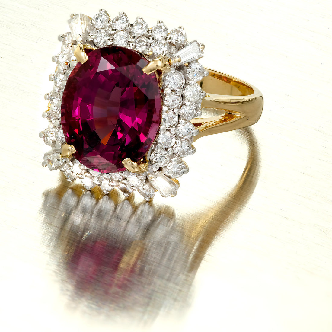 Estate 5.88ct GIA Certified Purple Pink Garnet Ring 18k Diamond – image 8