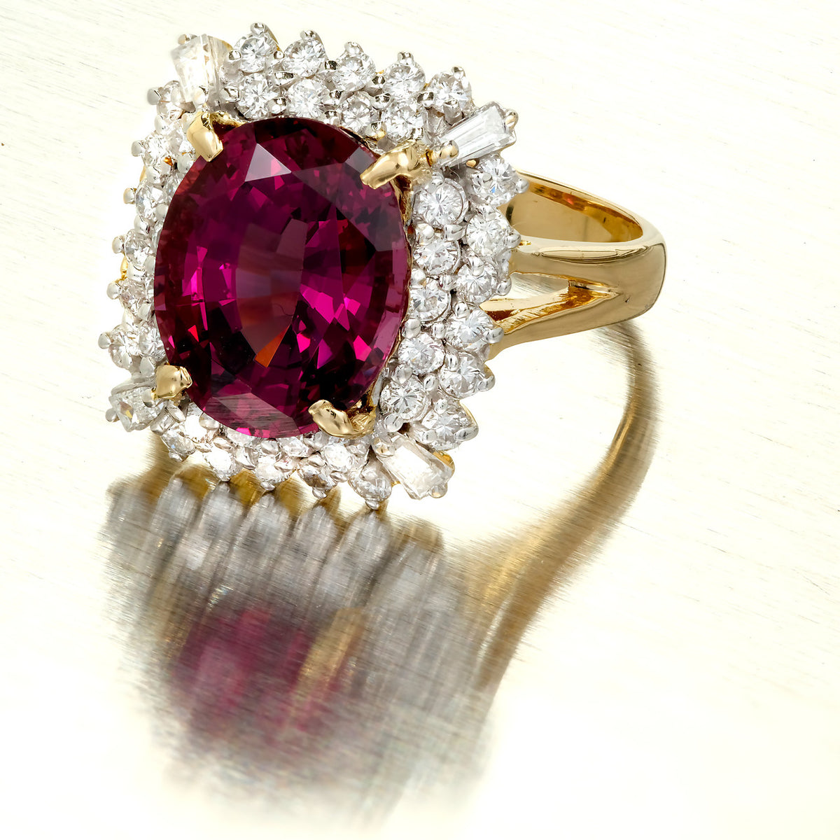 Estate 5.88ct GIA Certified Purple Pink Garnet Ring 18k Diamond – image 8