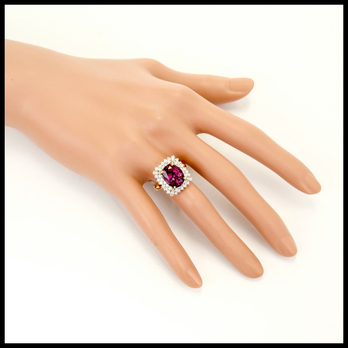 Estate 5.88ct GIA Certified Purple Pink Garnet Ring 18k Diamond – image 9