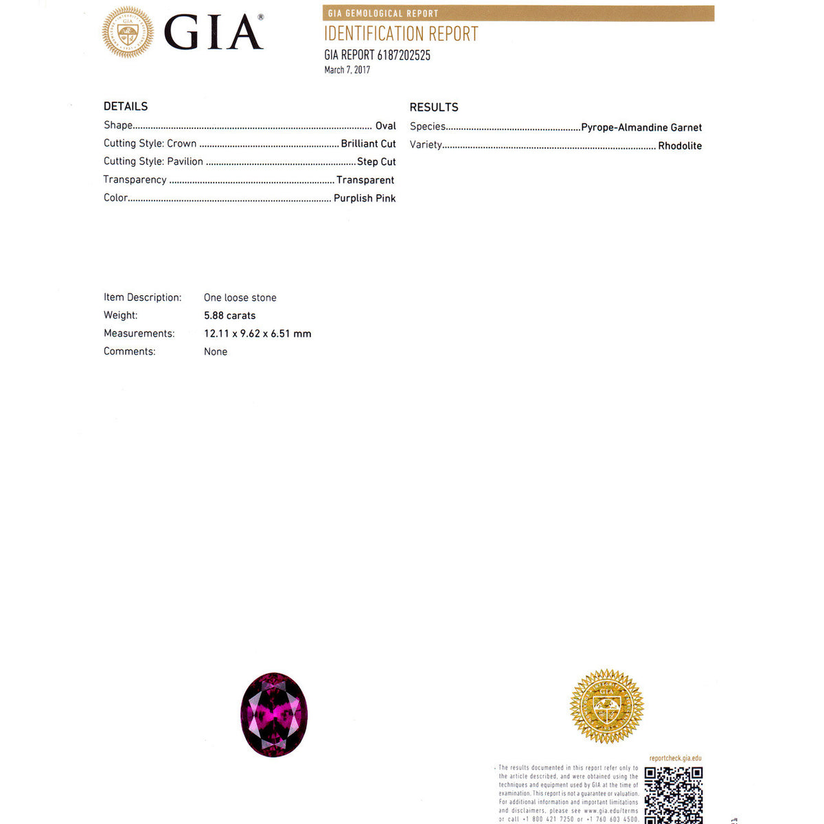 Estate 5.88ct GIA Certified Purple Pink Garnet Ring 18k Diamond – image 10
