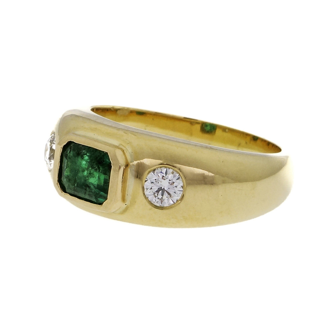 Estate Bright Fine Green Emerald Ring .50ct GIA Certified 18k Gold Diamond – image 2