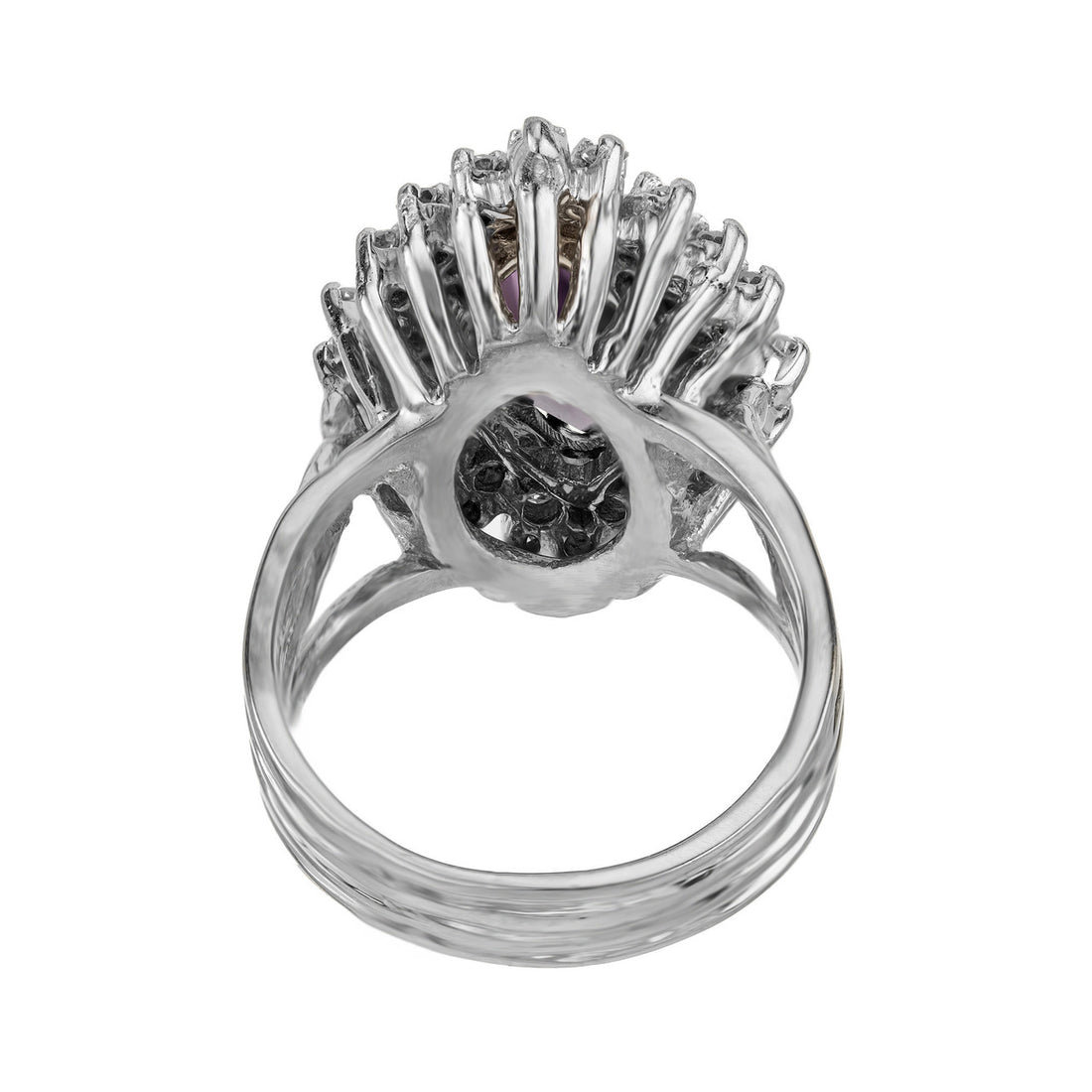 2.50 Carat Marquise Amethyst Diamond Halo Gold Cocktail Ring – image 8