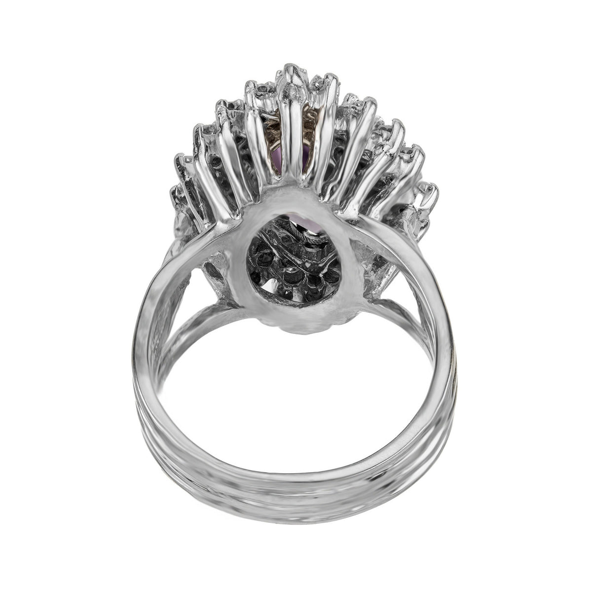 2.50 Carat Marquise Amethyst Diamond Halo Gold Cocktail Ring – image 8