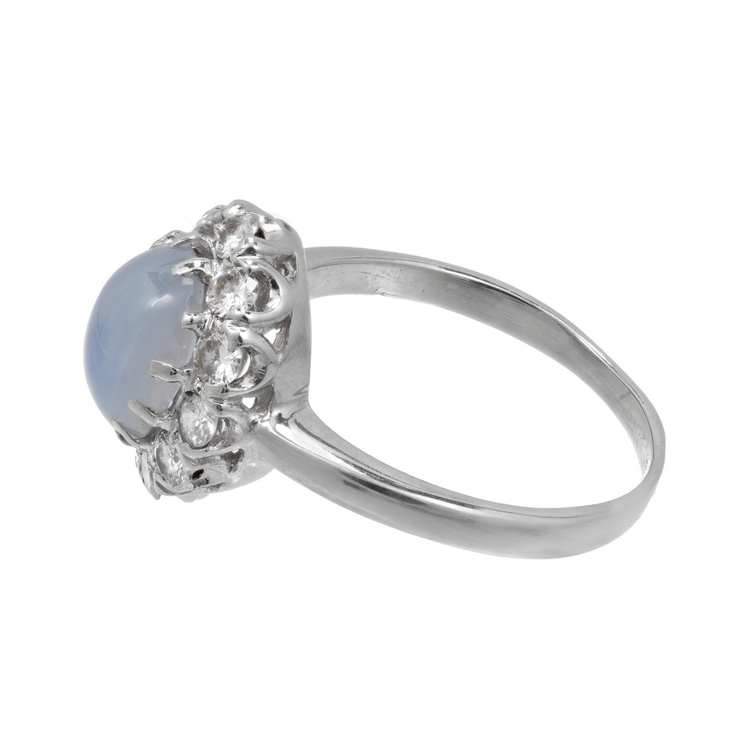 Vintage 1950 Light Blue 3.00ct Star Sapphire Ring 14k Gold Full Cut Diamonds – image 4