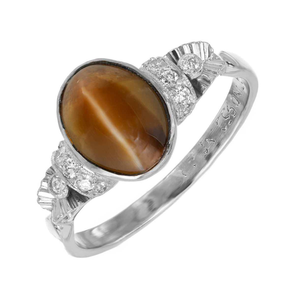 GIA Certified 2.71 Carat Chrysoberyl Cat’s Eye Diamond Platinum Engagement Ring