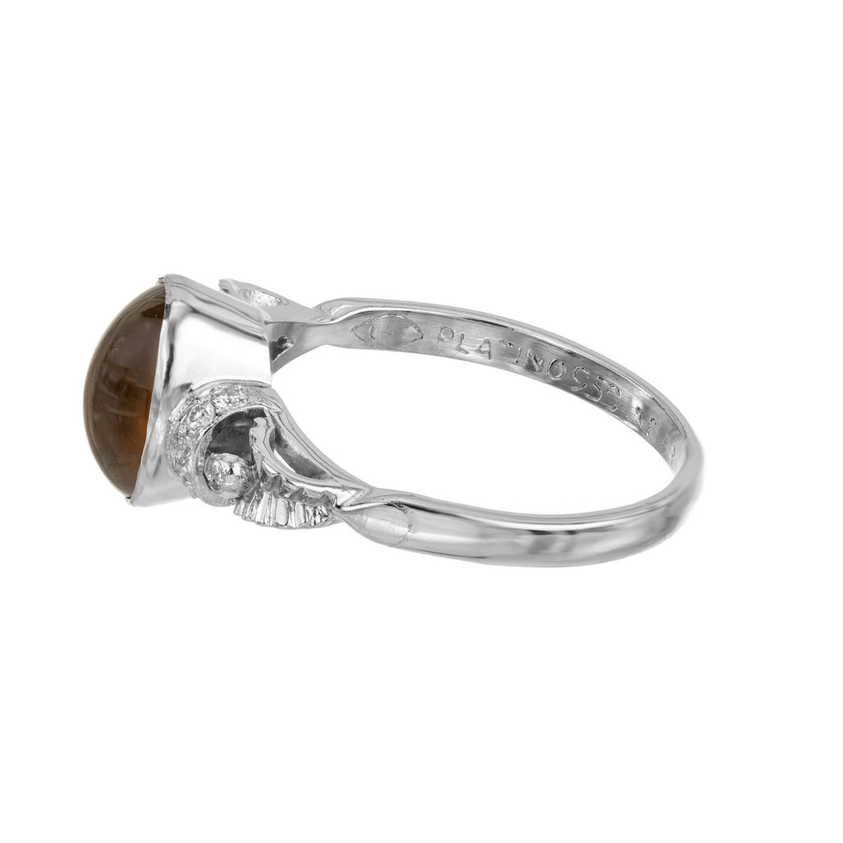 GIA Certified 2.71 Carat Chrysoberyl Cat’s Eye Diamond Platinum Engagement Ring – image 7