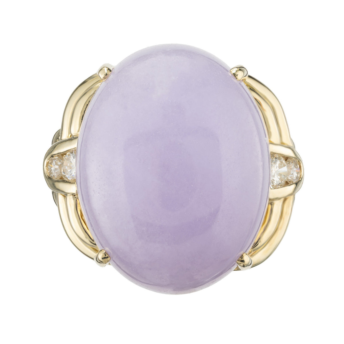 Purple Jadeite Jade Ring 14k Gold Diamond GIA Certified