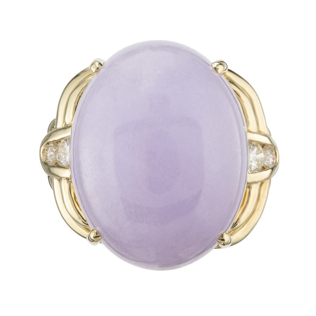 Purple Jadeite Jade Ring 14k Gold Diamond GIA Certified