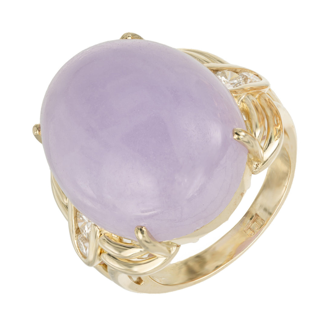 Purple Jadeite Jade Ring 14k Gold Diamond GIA Certified – image 4