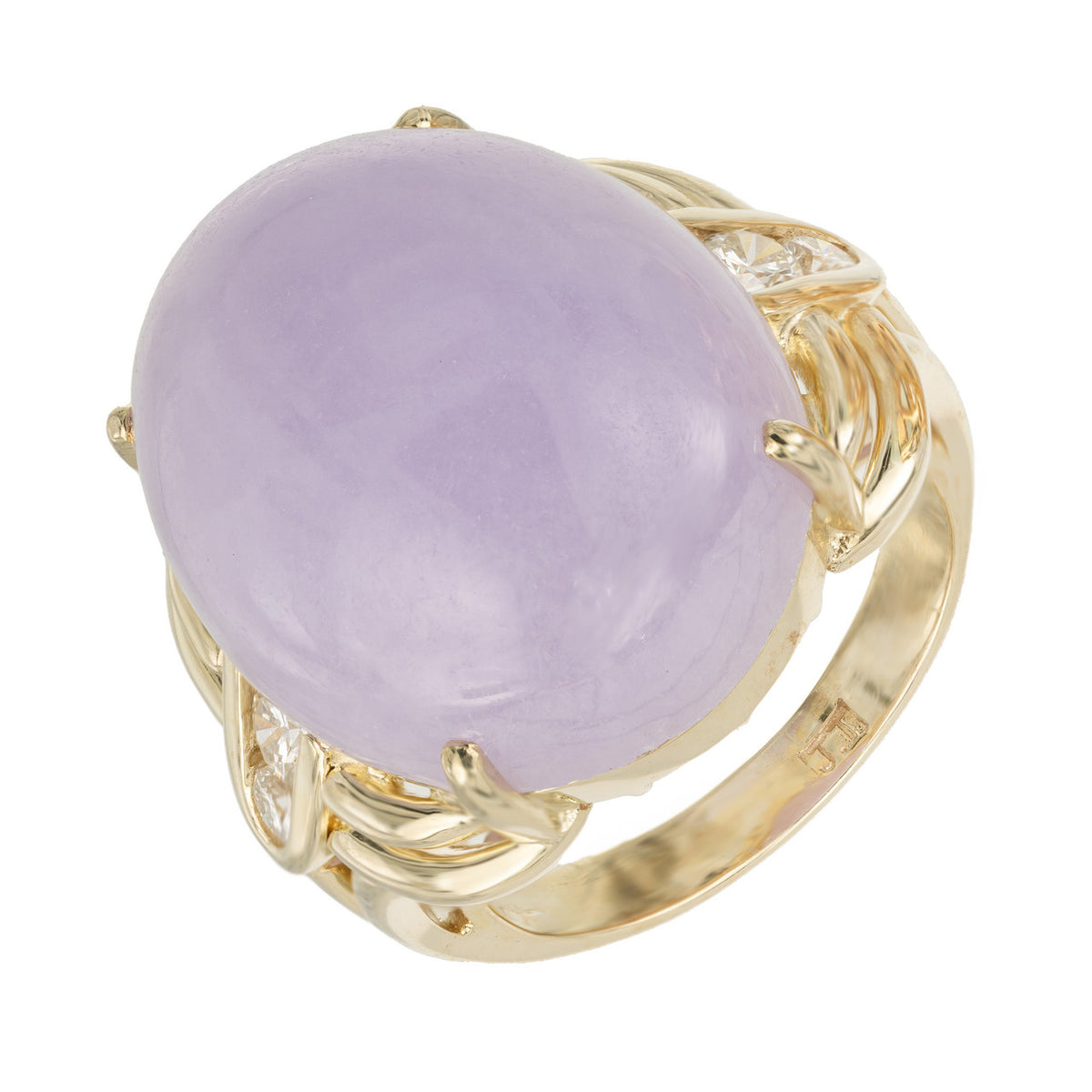 Purple Jadeite Jade Ring 14k Gold Diamond GIA Certified – image 4