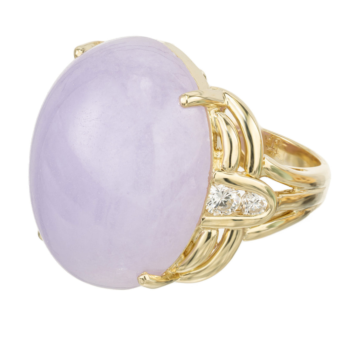 Purple Jadeite Jade Ring 14k Gold Diamond GIA Certified – image 2