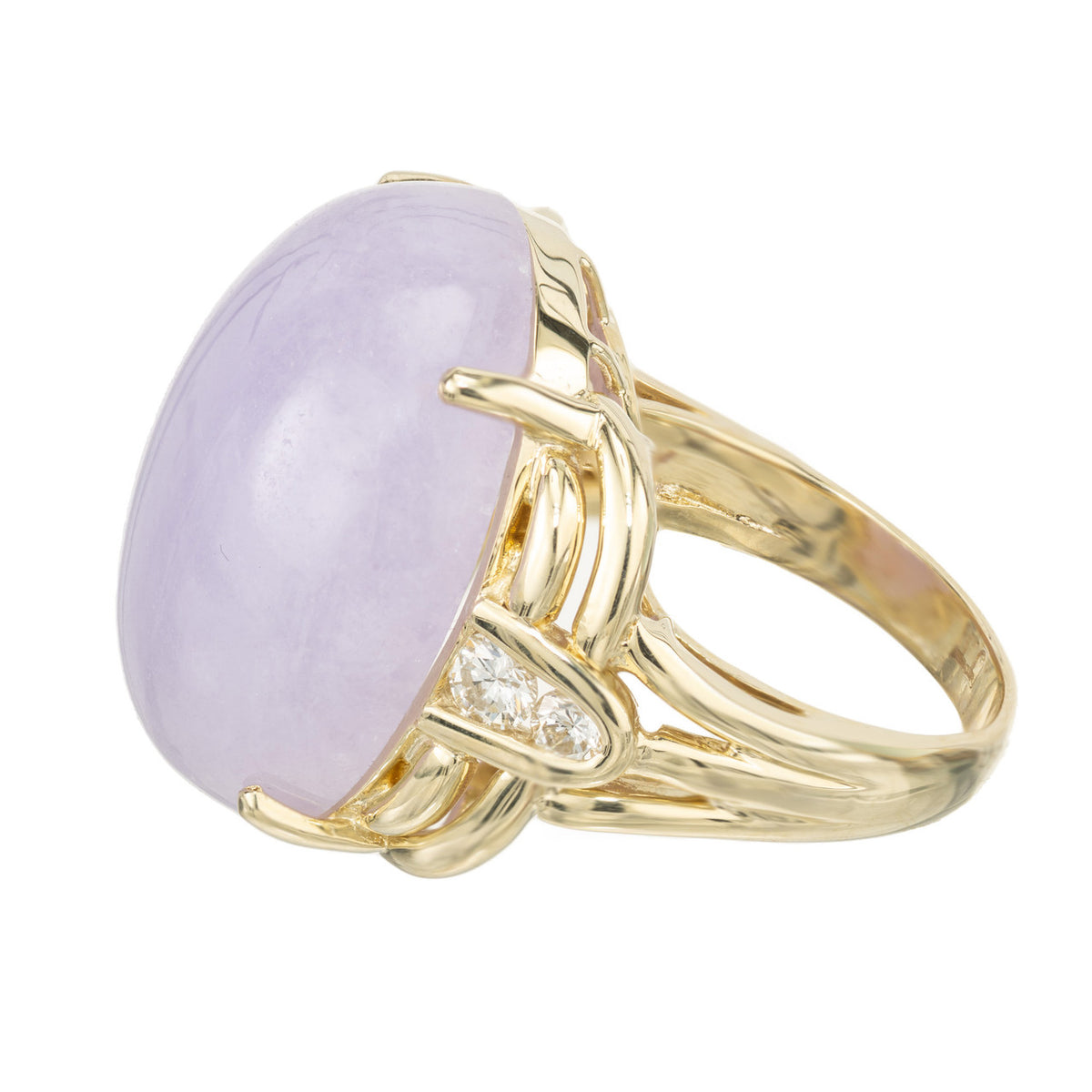 Purple Jadeite Jade Ring 14k Gold Diamond GIA Certified – image 6