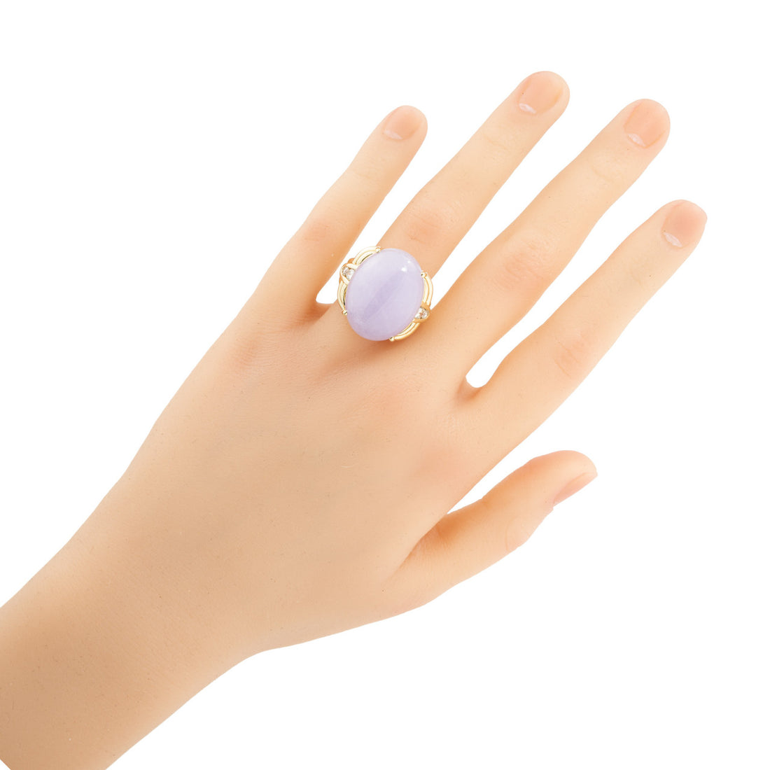 Purple Jadeite Jade Ring 14k Gold Diamond GIA Certified – image 5