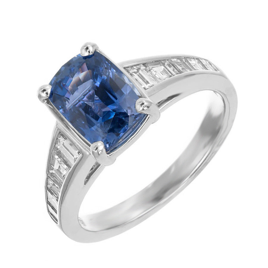 Sasha Primak 3.03 Carat Violet Blue Sapphire Diamond Platinum Engagement Ring